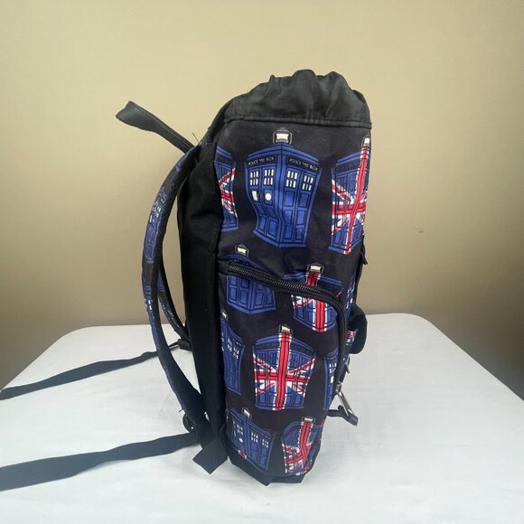 Doctor Who BBC Union Jack Tardis Knapsack Rucksack Slouch Backpack Police Blue - Picture 3 of 6